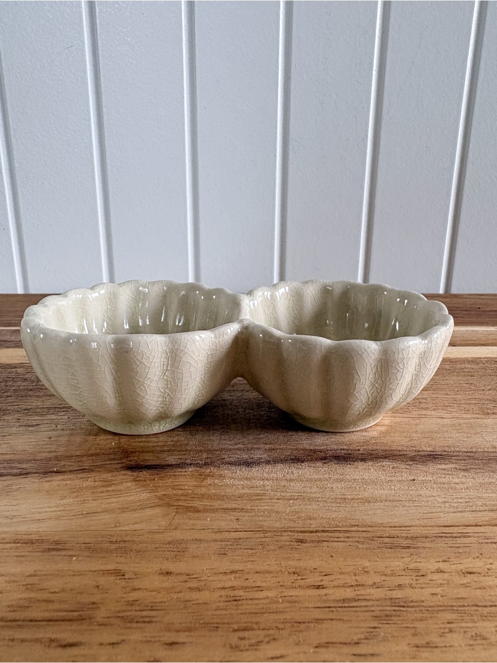 Sage Green Crackle Glaze Double Pinch Bowl Condiment Dish Abbott Collection